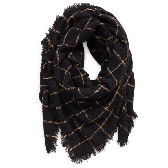 NEW! Madewell Blanket Scarf Buffalo Check Plaid Black Cream Shawl EUC NWOT - Picture 2 of 4